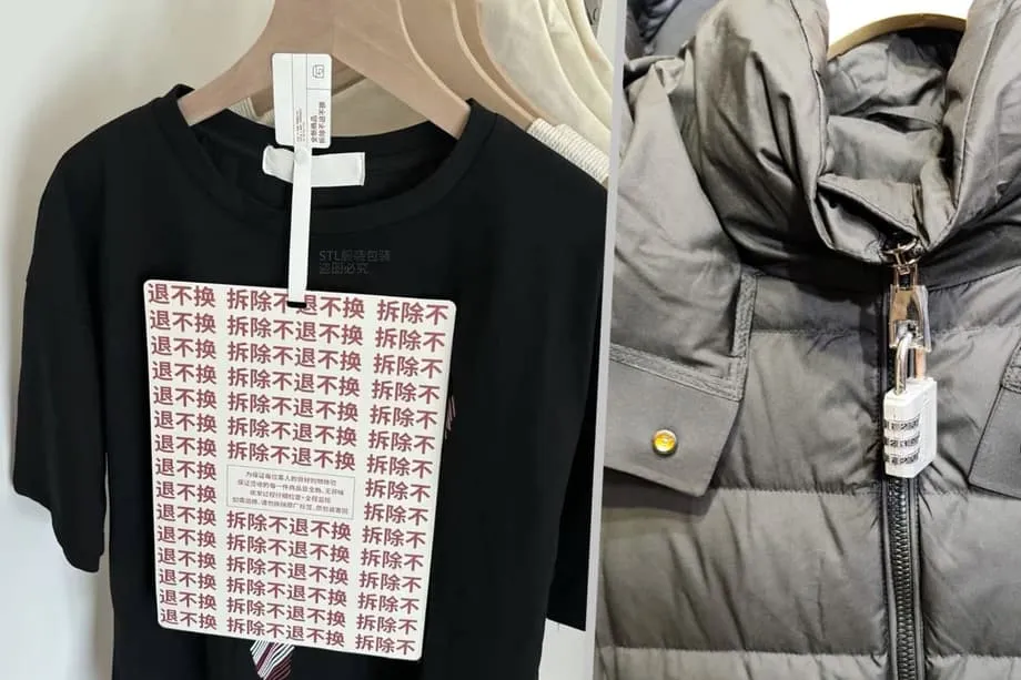 Gumagamit ang mga tindahan sa e-commerce ng China ng malalaking tag at kandado para pigilan ang mapagsamantalang pagbabalik ng mga produkto